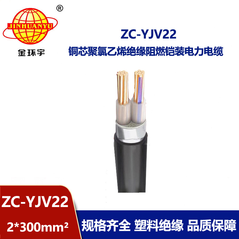 金環(huán)宇電纜 ZC-YJV22 2X300平方 阻燃低壓鎧裝電纜 電力電纜